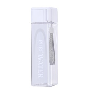 Reusable Transparent 500ml Sport Water Bottle Cute Clear Square PC With Strap and <b>Plastic</b> Lid for Outdoor Use - Product Image 4