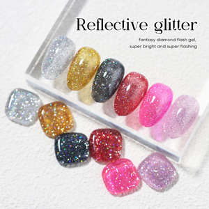 Smalto Gel UV Kudan Effetto Occhio di Gatto Nude Glitter Cristallo con Riflessi Scintillanti Colore Traslucido Effetto Gelatina per Salone e Nail Art Fai da Te - Product Image 1
