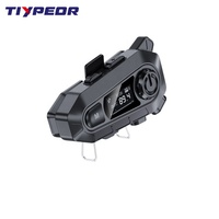 Casque de moto TIYPEOR avec interphone, microphone, écouteurs, écran LED, radio FM, étanche