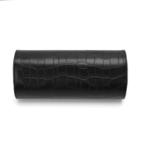 Organisateur de voyage pour montres en cuir de crocodile noir classique pour hommes avec 3 emplacements, coussinets en velours doux et boutons à pression métalliques