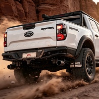 MTNTOPCN Desain Baru Bumper Belakang Truk Baja Berkualitas Tinggi dengan Lubang Sensor Park Assist yang Dapat Dipasang Cocok untuk Ranger T9 Raptor 2022-2026