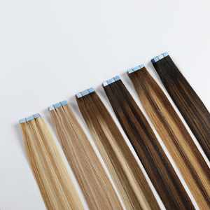 Extensions de cheveux humains vierges russes non traités, ombrés, invisibles, à bandes adhésives, avec mèches blondes injectées - Product Image 1