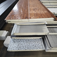 Panneaux muraux en métal de style bois pour l'extérieur, bardage composite vertical, panneau sandwich thermo-isolant pour la maison