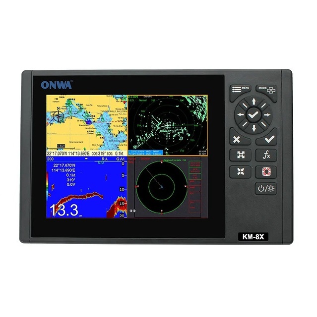 2023 ONWA KM-8X (New!) 5-in-1 Marine GPS Chart Plotter + AIS Transponder + Fish Finder +marine Radar Function