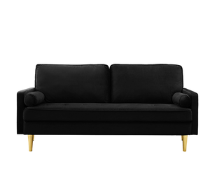 65-inch Square Minimalist Velvet <b>Sofa</b> <b>Bed</b> Set Metal Legs Complete Memory Foam Cushions for Hotel Villa Living Rooms Bedrooms - Product Image 2