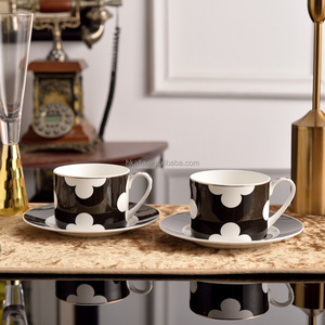 Hot Sale Luxury black and white Afternoon Tea Coffee <b>Cup</b> Bone China <b>Cup</b> <b>Set</b> for gift - Product Image 1