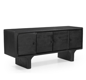 Meuble TV pour salon conçu en bois massif avec portes sculptées et base robuste - Product Image 3