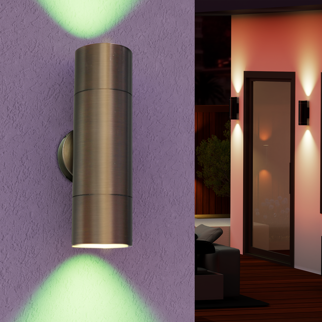 Gouly Smart WiFi Alexa Compatible Antique Brass Exterior up Down Light RGBW LED Wall Sconce for Luxury Villa Backyard Pathway