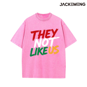T-shirt Oversize in Cotone Lavato con Stampa 'They Not Like Us', Stile Streetwear Retrò, Maglietta Casual, Magazzino USA, Vendita all'Ingrosso - Product Image 5