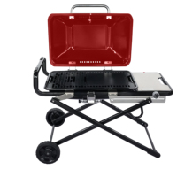 Barbecue portable pliable, étanche, écologique, à gaz, pour le camping, cuisinière antiadhésive avec thermomètre intégré, cadre en alliage d'aluminium, pour la maison