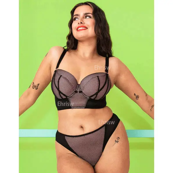 2023 Curvy sutyen CURVY KATE Gin Fizz Longline balkon sutyen siyah/allık