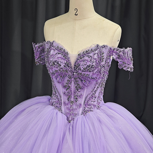 Para Jancember 6749 Modern Sweetheart Girl Vestidos de noche Estilo de vestido de baile con bordado de encaje Tallas grandes Lilac Mexico Chapel - Product Image 3