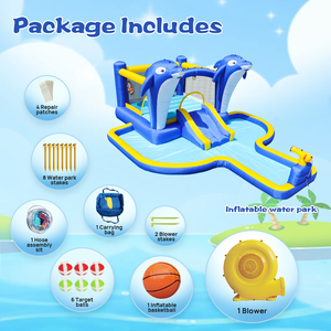Trượt nước <span class=keywords><strong>inflatable</strong></span>, <span class=keywords><strong>6</strong></span> trong 1 trượt nước Công viên cho trẻ em ngoài trời vui vẻ - Product Image 6