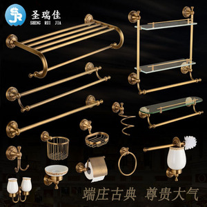 Ensemble de robinetterie de salle de bain Saint Ruijia en bronze antique, installation par perçage en cuivre, accessoires de salle de bain de style européen - Product Image 1