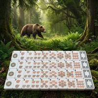 Ensemble de Mahjong Forêt Design Original Boutique, 166 Tuiles, Motif Ours Sauvage, Jeu en Acrylique, Cadeau de Luxe pour les Fêtes pour les Joueurs