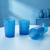 Verres en verre coloré à motif paon gaufré sur mesure, trois formes de tasses à boire teintées, vente en gros pour cadeaux