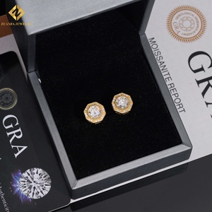 Hip Hop Jewelry Pass Diamond Tester 925 Silver Mens Rose Gold Screw <b>Back</b> GRA Moissanite <b>Earrings</b> - Product Image 3