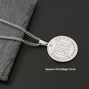 Solomon Key Titanio Acero Amuleto Collar Marte Júpiter Saturno Pentagrama Círculo Mágico Acero Inoxidable Mariposa - Product Image 6