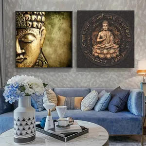 Pintura en lienzo Retro de Buda, carteles artísticos de pared religiosos, impresiones para decoración del hogar, imágenes de pared de Budismo para sala de estar