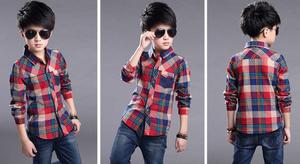 เสื้อเชิ้ตเด็กผู้ชายแขนยาวลายสก็อตแฟชั่นใหม่ผ้าฝ้าย - Product Image 6