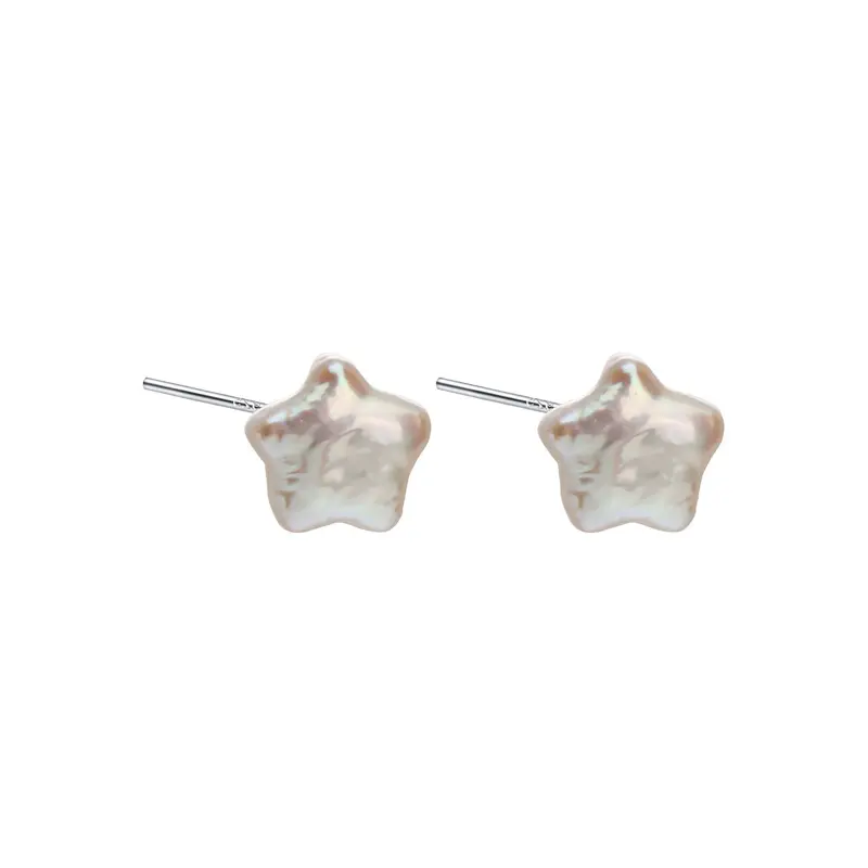 NEW DESIGN Star Ear Studs 925 Sterling Silver Freshwater Pearl Stud Earrings for Women