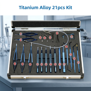 Ensemble d'instruments de greffe de cheveux en alliage de titane, 21 pièces, manuel, bleu, kit d'instruments chirurgicaux, utilisation en hôpital et en clinique, réutilisable, certifié CE - Product Image 2