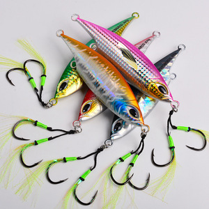 Jigs de metal de pesca vertical de 30g-300g con anzuelos auxiliares y anzuelos de jigging, jigs de plomo luminosos para atún, lubina, pez diente de perro y garpo. - Product Image 6