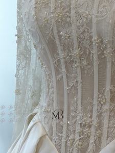 Mily gelin MQD06571 inciler dantel korse kapalı omuz bask bel düğün elbisesi yarık ile - Product Image 5