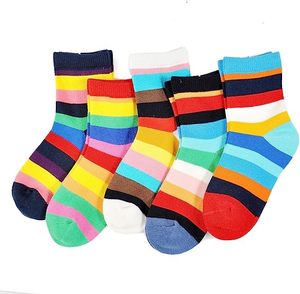 Calzini per bambini arcobaleno in cotone di alta qualità calzini per bambini multicolori personalizzati da 5 pezzi senza cuciture <span class=keywords><strong>a</strong></span> <span class=keywords><strong>righe</strong></span> arcobaleno - Product Image 5