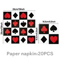 Décorations de fête jetables sur le thème des cartes à jouer : gobelets, assiettes et serviettes en papier à motifs pique, club, diamant, cœur – Fournitures pour fête de poker