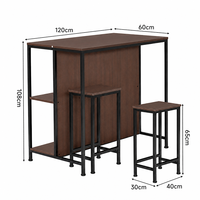 Ensemble de table de bar de cuisine avec étagères ouvertes pour le rangement du café, du vin et de la vaisselle