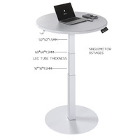 NOUVEAU Bureau d'ordinateur moderne 2026 à une jambe, blanc, en acier inoxydable, ergonomique, réglable en hauteur, automatique, 3 niveaux, rond