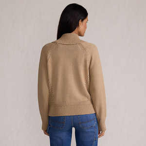 Tam Zip kapatma orta ağırlık iplikler klasik uzunluk ringcombed penye pamuk kadın Drifter büyük yaka Zip ön hırka kazak - Product Image 5