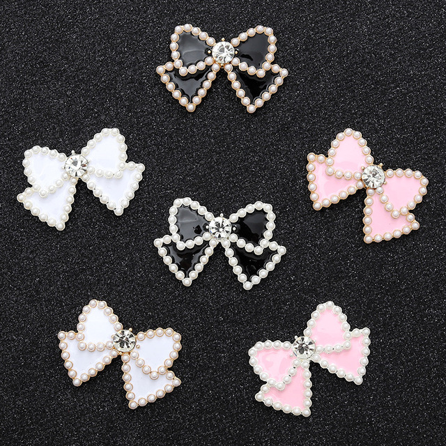 New Style Pearl Bow DIY Jewelry Accessories Phone case Rhinestone Hole Shoes DIY Decoration Shoe Charms for Fashion Footwear