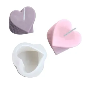 Outils de bricolage Savon fait à la main Gypse Cire parfumée Moule à bougie Moule en silicone en forme de coeur pour la Saint-Valentin