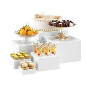 Set 6 Buah Rak <span class=keywords><strong>Display</strong></span> Makanan Prasmanan Pernikahan Akrilik Persegi, Rak <span class=keywords><strong>Display</strong></span> Kue Kertas - Product Image 1