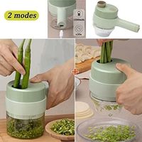 Coupe-légumes électrique portable sans fil 4-en-1 Set Presse-ail en plastique Trancheur-boue pour la cuisine domestique