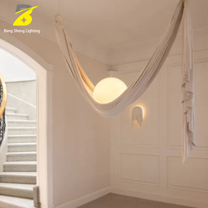 <span class=keywords><strong>Suspension</strong></span> textile en <span class=keywords><strong>lin</strong></span> avec globe en verre blanc laiteux pour chambre Wabi Sabi et café minimaliste - Product Image 3
