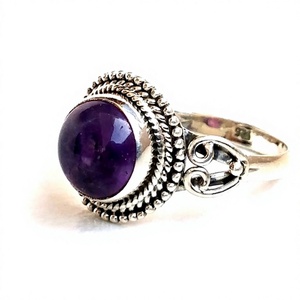 Bague bohème en argent sterling 925 avec pierre d'améthyste naturelle, nouveau modèle, design tendance, fabriqué en Inde, cadeau et anniversaire - Product Image 2