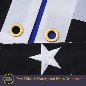 Drapeaux Thin Blue Line 3x5 en polyester imperméable pour extérieur, étoiles brodées, robustes, avec motif « Blue Lives Matter » et bande, cadeau - Product Image 3
