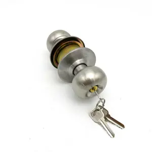 Bouton d'entrée cylindrique en acier inoxydable, boutons de porte verrouillés avec 3 clés normales, bouton-pression