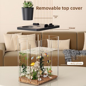 Bureau-<span class=keywords><strong>aquarium</strong></span>, klein, verdikt, alles-in-één, zoetwater betta-viskom met hydroponische kweekbak voor op het bureau - Product Image 1