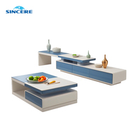Tables basses design 2026 réglables, modernes, sur mesure, de forme rectangulaire, en MDF, verre trempé et panneaux de bois pour salon
