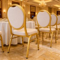 Chaise de banquet de mariage dorée, chaise de salle à manger rembourrée pour hôtel, siège métallique pour événements, salles, restaurants et fêtes