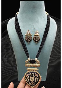Traditional <b>Beaded</b> Temple Necklace <b>Set</b> With Gold Plated Pendant South Indian Ethnic Bridal Jewelry Mala For Wedding Festival - Product Image 6