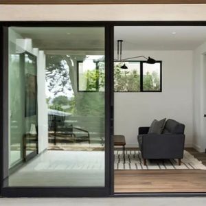 Puerta Corredera de Vidrio Templado de Doble Acristalamiento Ultrafino Minimalista para Interiores/Exteriores con Marco de Aluminio y Revestimiento Low-E - Product Image 5