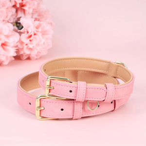 Hunde halsband Air Tag PU Print Veganes Leder Pudel halsband Hunde leine Personal isiertes Haustier halsband mit Namensschild - Product Image 1