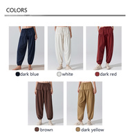 Pantalon de sport respirant taille mi-haute uni avec cordon de serrage élastique à la taille et aux chevilles, coupe ample style Harem pour Yoga et Danse