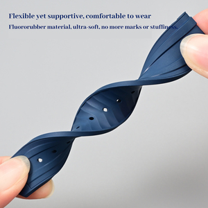 Correa de caucho FKM con extremo curvado para la nueva serie <span class=keywords><strong>Omega</strong></span> <span class=keywords><strong>Seamaster</strong></span> 300 con cierre desplegable plegable de 20 mm, correa de repuesto para reloj de buceo - Product Image 4
