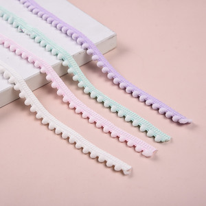Larghezza 1.2 cm Non elastica <span class=keywords><strong>con</strong></span> bordo di denti piccoli Pom Pom <span class=keywords><strong>con</strong></span> rivestimento a sfera abito <span class=keywords><strong>con</strong></span> orlo pizzo per bagno doccia spugna accessori - Product Image 5